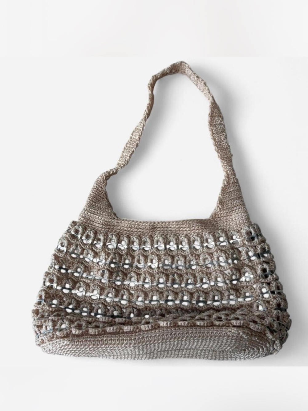 Crochet silver metallic Shoulder Bag